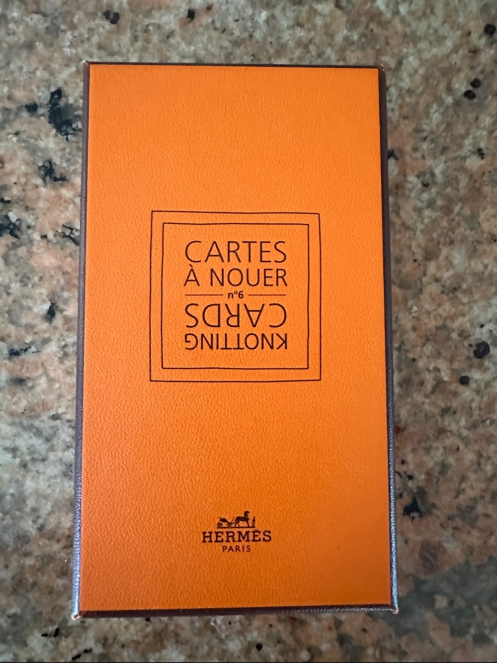 Hermes Orange Playing Cards Box with scarf instructional tying cards